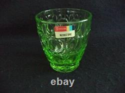 Fostoria crystal Moonstone 6 double old-fashioned tumblers 12oz Apple Green'70s