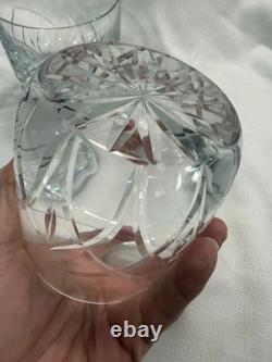 Four Block Crystal Rainbow Whiskey Double Old Fashion Glasses Low Ball Barware