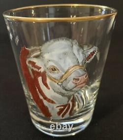 Frank Vosmansky Hereford Bull 6 Double Old Fashioned Glasses