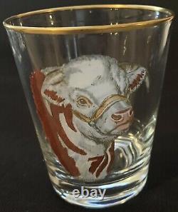 Frank Vosmansky Hereford Bull 6 Double Old Fashioned Glasses