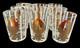 GAY FAD VINTAGE MCM DOUBLE OLD FASHIONED GLASSES GILT EAGLES With STRIPES SET OF 9