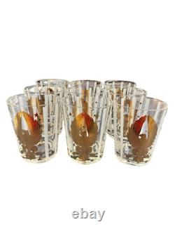 GAY FAD VINTAGE MCM DOUBLE OLD FASHIONED GLASSES GILT EAGLES With STRIPES SET OF 9