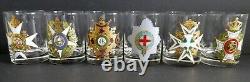 GEORGES BRIARD Double Old Fashioned Rocks Glasses Gold Insignia Royal Medals (6)