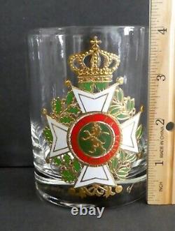 GEORGES BRIARD Double Old Fashioned Rocks Glasses Gold Insignia Royal Medals (6)