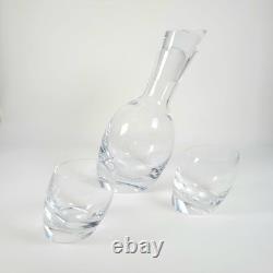 Genuine Nambe Tilt Decanter & 2 Double Old Fashioned Glasses See PICTURES