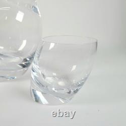 Genuine Nambe Tilt Decanter & 2 Double Old Fashioned Glasses See PICTURES