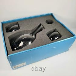 Genuine Nambe Tilt Decanter & 2 Double Old Fashioned Glasses See PICTURES