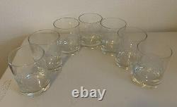 Georg Jensen Etched Partridge Bird (7) Double Old Fashioned Glasses 4 3/16