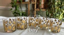 George Briard Double Old Fashioned Glasses Gold Leaf Set of (5)