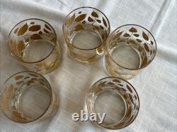 George Briard Double Old Fashioned Glasses Gold Leaf Set of (5)