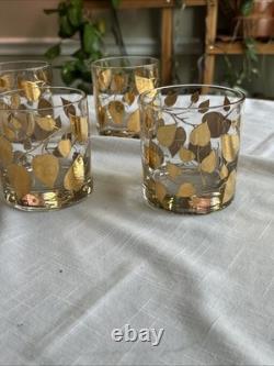 George Briard Double Old Fashioned Glasses Gold Leaf Set of (5)