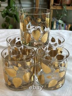 George Briard Double Old Fashioned Glasses Gold Leaf Set of (5)