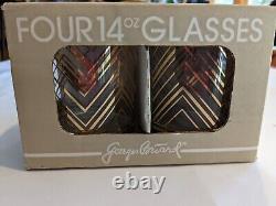 Georges Briard 4 Chevron Gold 14oz Rocks Cocktail Double Old Fashioned MCM New