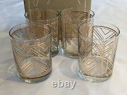 Georges Briard 4 Chevron Gold 14oz Rocks Cocktail Double Old Fashioned MCM New