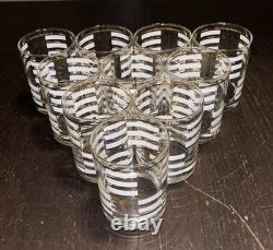 Georges Briard Gold & White Geometric Double Old Fashioned Glasses Set Of 10