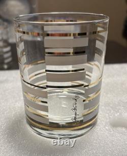 Georges Briard Gold & White Geometric Double Old Fashioned Glasses Set Of 10