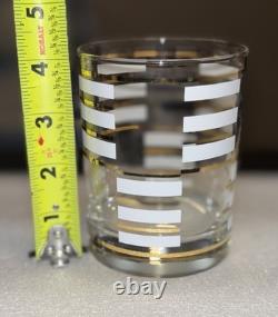Georges Briard Gold & White Geometric Double Old Fashioned Glasses Set Of 10