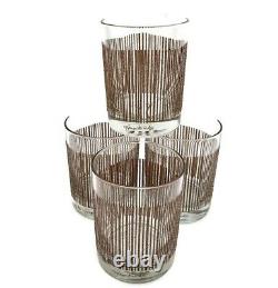 Georges Briard ICICLE 12 oz Brown Double Old Fashioned Glasses Set of 4 Signed
