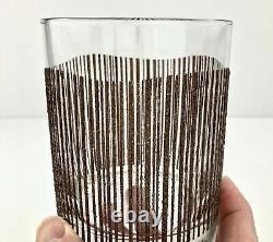 Georges Briard ICICLE 12 oz Brown Double Old Fashioned Glasses Set of 4 Signed