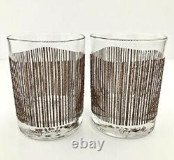 Georges Briard ICICLE 12 oz Brown Double Old Fashioned Glasses Set of 4 Signed