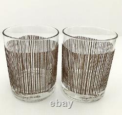 Georges Briard ICICLE 12 oz Brown Double Old Fashioned Glasses Set of 4 Signed