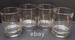 Georges Briard MCM Signed Gold Plaid Double Old Fashioned Glasses Set 4