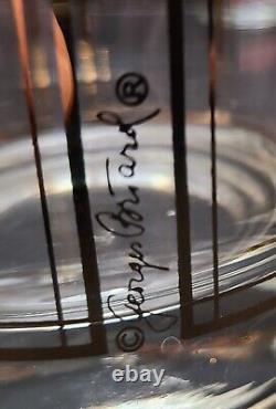 Georges Briard MCM Signed Gold Plaid Double Old Fashioned Glasses Set 4