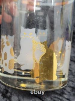 Georges Briard Set Of 4 Double Old Fashioned Cat Glasses Gold Frosted