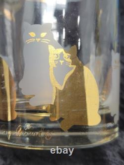 Georges Briard Set Of 4 Double Old Fashioned Cat Glasses Gold Frosted