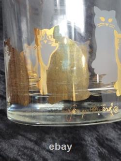 Georges Briard Set Of 4 Double Old Fashioned Cat Glasses Gold Frosted