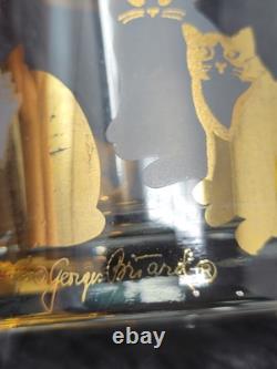 Georges Briard Set Of 4 Double Old Fashioned Cat Glasses Gold Frosted