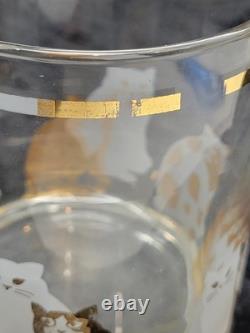 Georges Briard Set Of 4 Double Old Fashioned Cat Glasses Gold Frosted