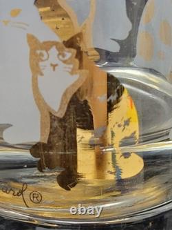 Georges Briard Set Of 4 Double Old Fashioned Cat Glasses Gold Frosted
