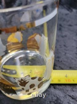 Georges Briard Set Of 4 Double Old Fashioned Cat Glasses Gold Frosted