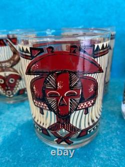 Georges Briard Set of 6 African Mask Set of 6 Double Old Fashioned 4 Glasses
