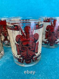 Georges Briard Set of 6 African Mask Set of 6 Double Old Fashioned 4 Glasses