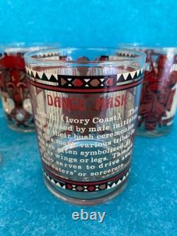 Georges Briard Set of 6 African Mask Set of 6 Double Old Fashioned 4 Glasses