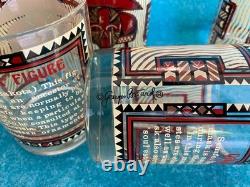 Georges Briard Set of 6 African Mask Set of 6 Double Old Fashioned 4 Glasses
