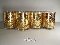 Georges Briard Set of 8 Double Old Fashioned Glasses Spanish Gold Straight Side
