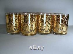 Georges Briard Set of 8 Double Old Fashioned Glasses Spanish Gold Straight Side