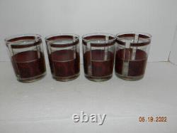 Georges Briard Signed Red/black Snakeskin Double Old Fashioned Glasses Set Of 4