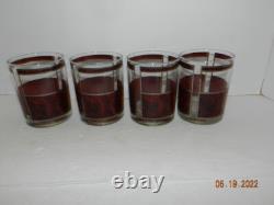 Georges Briard Signed Red/black Snakeskin Double Old Fashioned Glasses Set Of 4