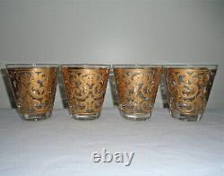 Georges Briard Spanish Gold Double Old Fashioned Set of 4 Cocktail Glasses 1960s