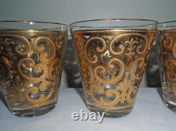 Georges Briard Spanish Gold Double Old Fashioned Set of 4 Cocktail Glasses 1960s