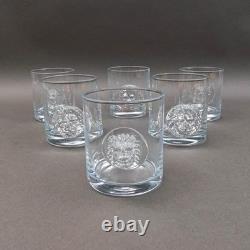 Global Views Leo Lion Head Double Old Fashioned Tumbler Glasses Set Of 6