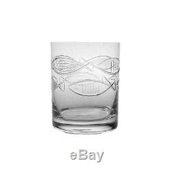 Go Fish Large Cocktail Glasses 15 oz Set of 4 Double Old Fashioned Themed Clear