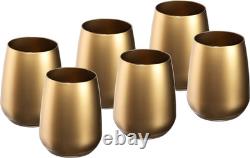Gold Double Old Fashioned Tumblers Set of 6 13 Oz. Crystal Glasses