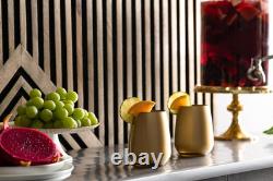 Gold Double Old Fashioned Tumblers Set of 6 13 Oz. Crystal Glasses