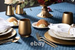 Gold Double Old Fashioned Tumblers Set of 6 13 Oz. Crystal Glasses