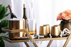 Gold Double Old Fashioned Tumblers Set of 6 13 Oz. Crystal Glasses
